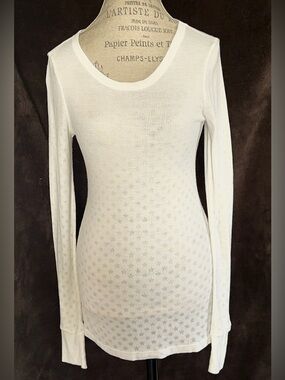 Free People White Light Weight Thermo Boho Top